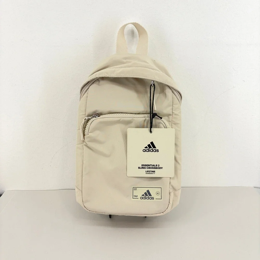 Adidas Essentials 2 Sling Crossbody Bag Cream New Athleisure Minimalist Travel